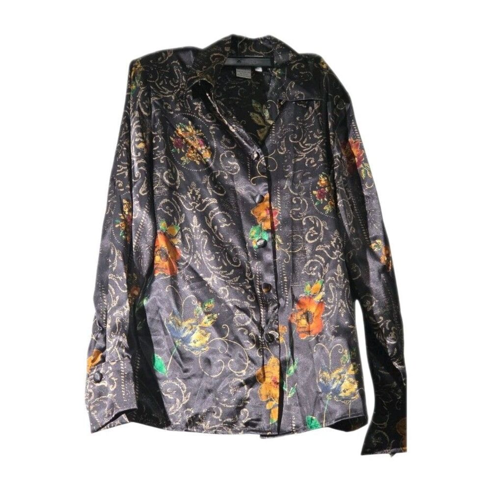 TESS Vintage Satin Blouse – Made in Singapore/Hong Kong – Size M